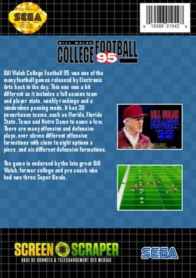 Bill Walsh College Football 95 (USA) box cover back